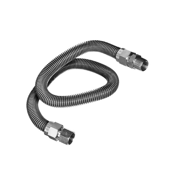 Flextron Gas Line Hose 5/8'' O.D. x 48'' Length 1/2" x 3/4" MIP Fittings, Stainless Steel Flexible Connector FTGC-SS12-48K - main